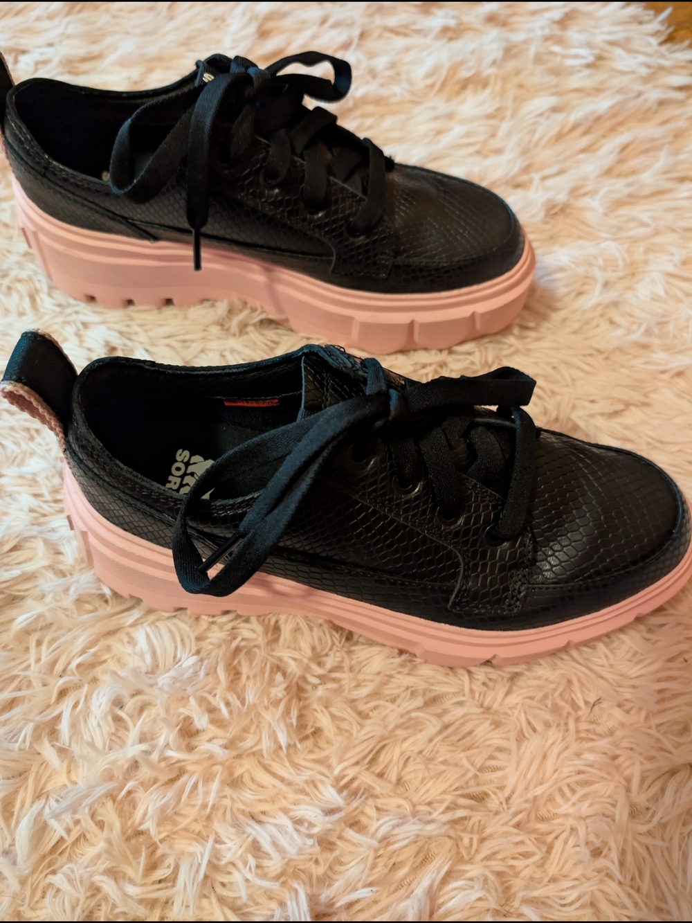 Sorel Caribou X Women's Black Waterproof Sneakers with Pink Platform